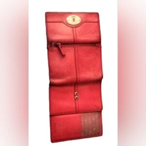 Aged Fossil Soft Red Leather Wallet